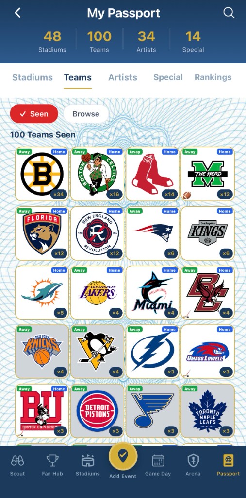 My Passport team stamps